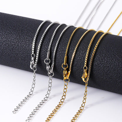 1.2mm Simple Stainless Steel Box Chain Necklace Gold Color Titanium Steel Men Necklace Fashion Women Jewelry Trend Accessories
