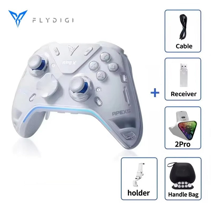 Flydigi Apex 5 Controller Gamepad Wireless Gamepad for PC /Switch/Phone/TV/Tablet Computer, Charging Dock with Cool RGB Screen