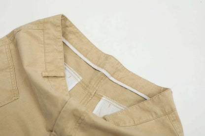 Calça Cargo Masculina de Verão, Nova, Cor Sólida, Lavada, com Corte em Curva, Calça Simples de Perna Larga, Solta, Masculina, Cleanfit, Parte de Baixo N6TY