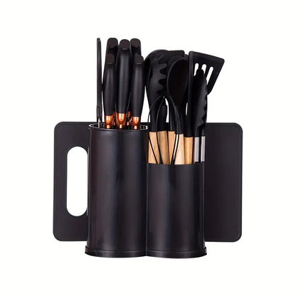 Conjunto de facas de cozinha multifuncional de 19 peças com tesoura e tábua de corte