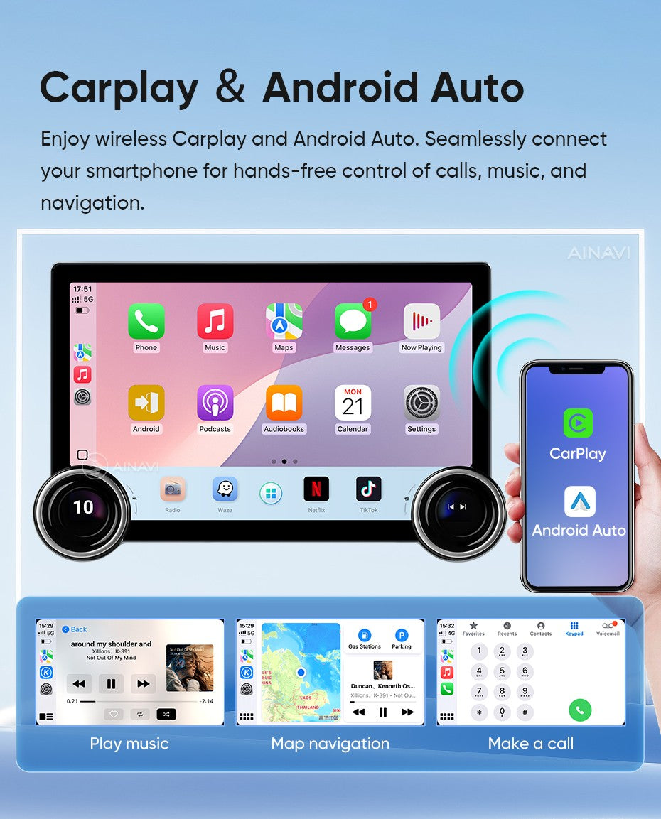 Ainavi 2K Screen Car Radio For Toyota RAV4 2020 2021 2022 2023 2024 2025 XA50 RAV 4 Wireless Carplay Android Auto Car Multimedia