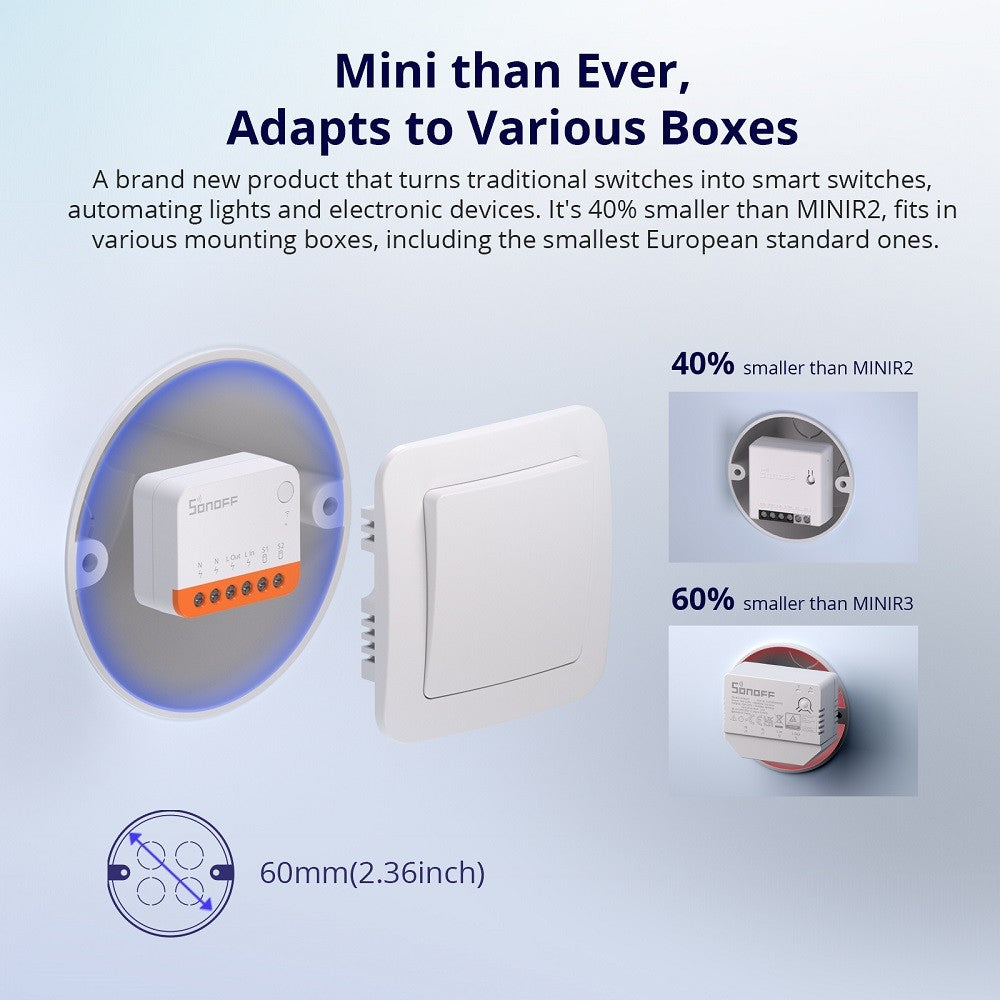 Sonoff Mini R4 Extreme Wifi Smart Switch Interruptor com Relé On-Off Módulo DIY Switch eWelink APP Control Funciona com Alexa