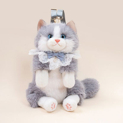 Mochila Nova e Fofa Realista de Ragdoll Feminina, Boneca de Pelúcia de Gato, Mochila Pequena de Lolita, Desenho Animado, Personalidade, Mochilas Chiques para Mulheres