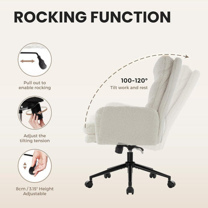 High-Back Home Office Chair,Upholstered Desk Chair with Armrests,Height Adjustable Armchair with Wheels,Swivel Office Desk Chair