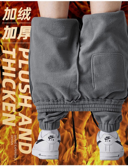 Brand Winter Wool Sweatpants Men's Thickened Double-Sided Fleece Casual Trousers Jogger Men's Outdoor Down Cotton Warm Pants