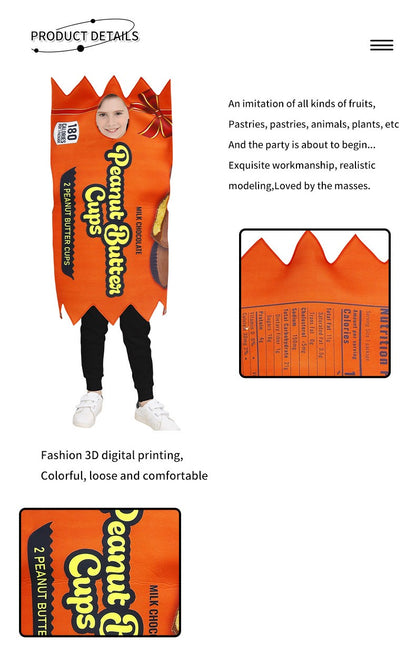 French Fries Costume Cosplay Kid Funny Chocolate Salad Dress Sponge Costumes Boy Girl Snack Club Carnival Fancy Dress Up Outfit