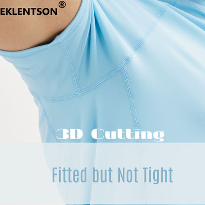 EKLENSON Men's Rashguard Swim Shirt Short Sleeve Mock Neck UPF 50+ T Shirts Loop Hem Quick Dry Loose Fit Water Surfing Shirt