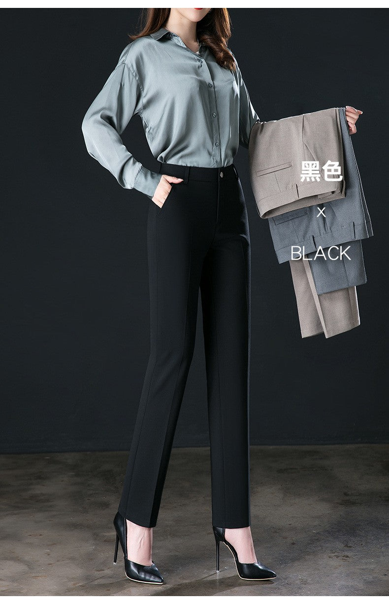 New Autumn Fashion Trousers Women's High Waisted Straight Suit Pants Loose Dress Pants Black Beige Grey Slacks Women Pantalones