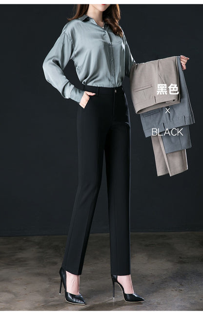 New Autumn Fashion Trousers Women's High Waisted Straight Suit Pants Loose Dress Pants Black Beige Grey Slacks Women Pantalones