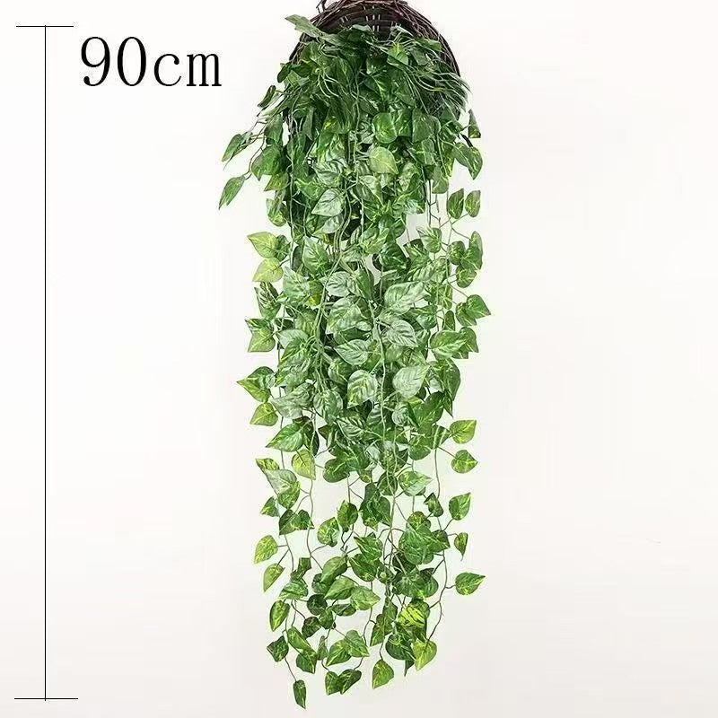 2.1M Green Ivy Leaf Hanging Vine Artificial Garland Silk Wall Plant Home Garden Decoration Wedding Party DIY Fake Wreath Leaves