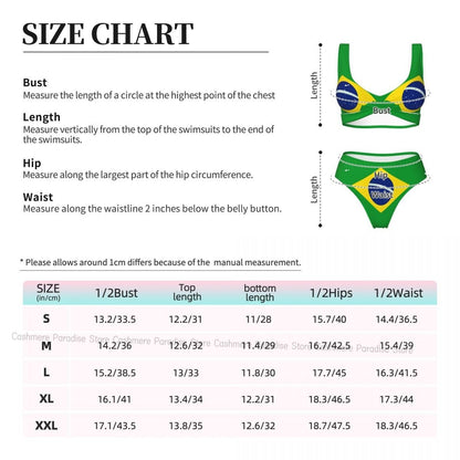 The Push-Up Brazil Flag Sexy Bikini Women Swimwear Female Swimsuit Swimming Bathing