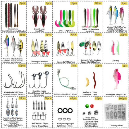 Kit de Iscas de Pesca 83/133/193/239/409 peças para Truta/Lúcio/Baixo, Conjunto de Iscas Múltiplas, Caixa de Pesca Profissional em Camadas