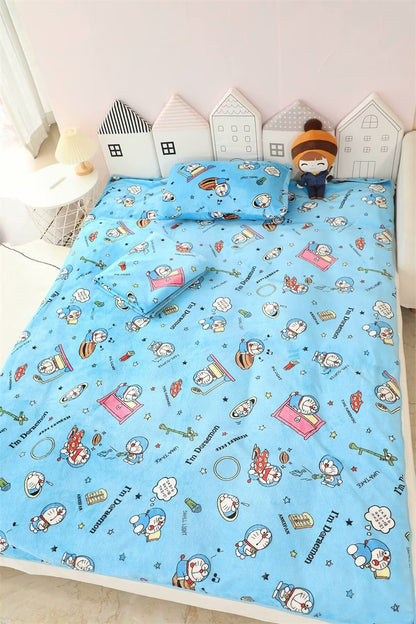Cute Doraemon Blanket Cartoon Warm Flannel Blanket Pillowcase Lovely Anime Pattern Printing Blanket Bedspread Bedroom Sofa Bed