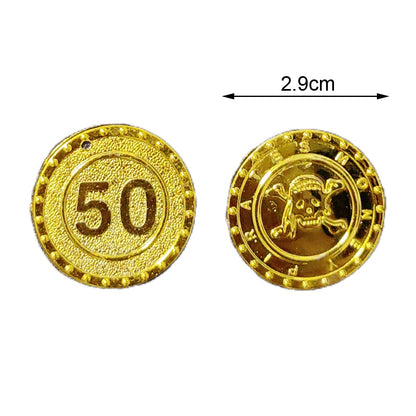 30/60/90/120pcs Pirate Gold Silver Bronze Coins Plastic Doubloon Bulk Kids Fake Play Cosplay Party Treasure Chest Games Tokens