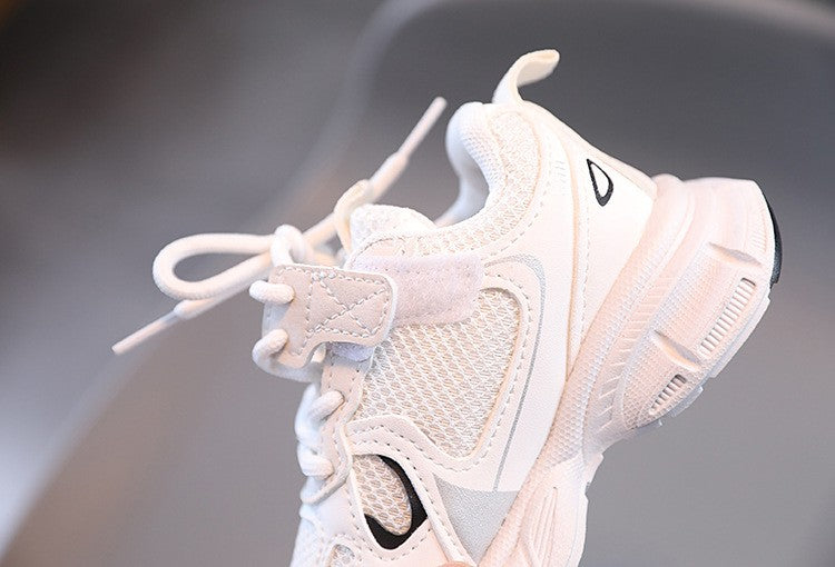 Spring and Autumn Children Sports Shoes Unisex Kids Sneakers Mesh Upper Breathable Basketball Shoes Tennis Casual Flats Footwear