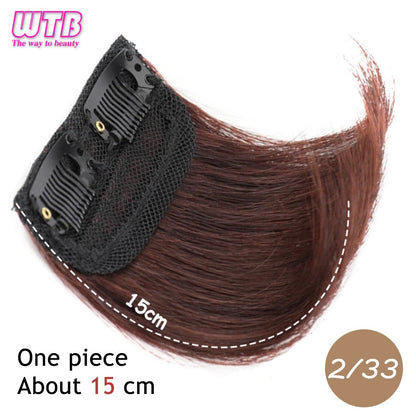 Almofadas de cabelo sintéticas invisíveis sem costura, clipe de uma peça com 2 clipes, aumentam o volume do cabelo, extensões de cabelo, aplique de cobertura superior lateral