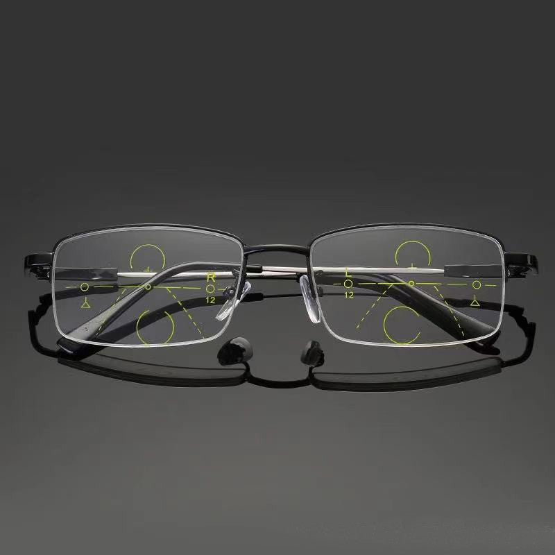Progressive Men's Eyeglasses Frame Multifocal Reading Glasses Anti Blue Light Eyewear Near Far Sight Glasse escuadras de metal+4