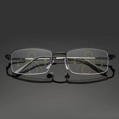 Progressive Men's Eyeglasses Frame Multifocal Reading Glasses Anti Blue Light Eyewear Near Far Sight Glasse escuadras de metal+4