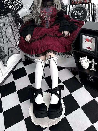 Luxury Shoes Fashion Designer Platform Women Mary Jane Shoes Cross Strap Thick Heel Shoes Ladies College Style Dress Pumps Shoe