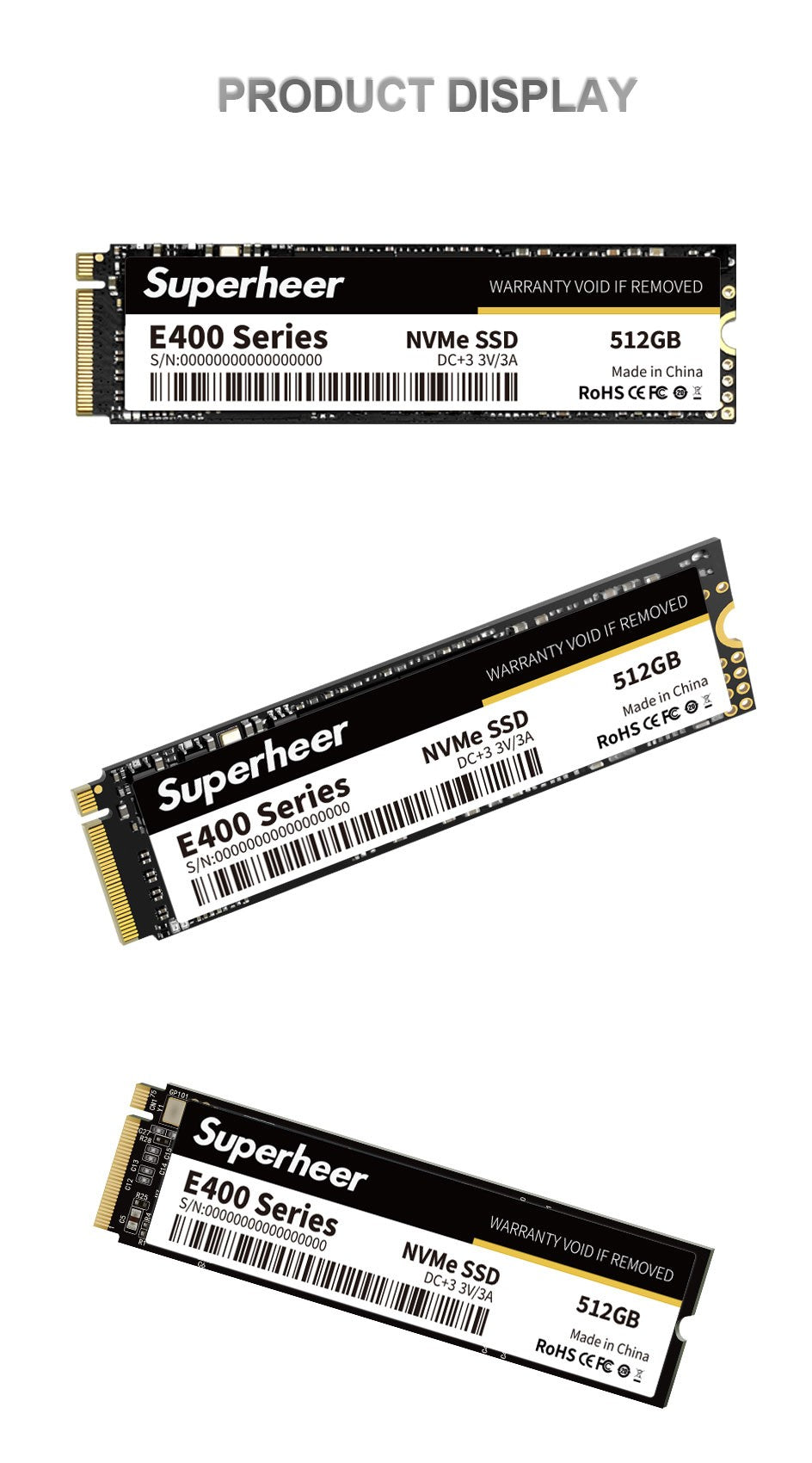 SSD M.2 NVMe 256GB 128GB 512GB SUPERHEER M.2 PCIe 3.0 1TB Disco Rígido 2280 Unidade de Estado Sólido Interna para Laptop Desktop