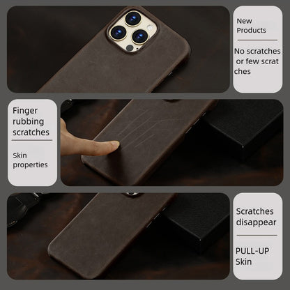 Capa Magsafe para iPhone 15 16 17 Pro Max Air Couro Genuíno Envelhecido Bovino de Grão Integral de Luxo Retrô Capa Magnética