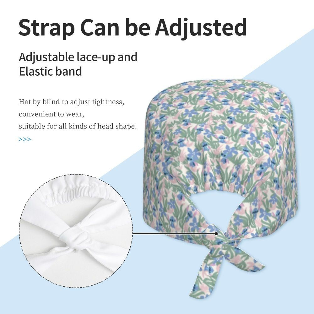 Custom Retro Cartoon Cleaning Working Cap Comfortable  Stitch Ohana Scrub Cap Surgicals Hat Nurse Scrubs Hat For Dentist