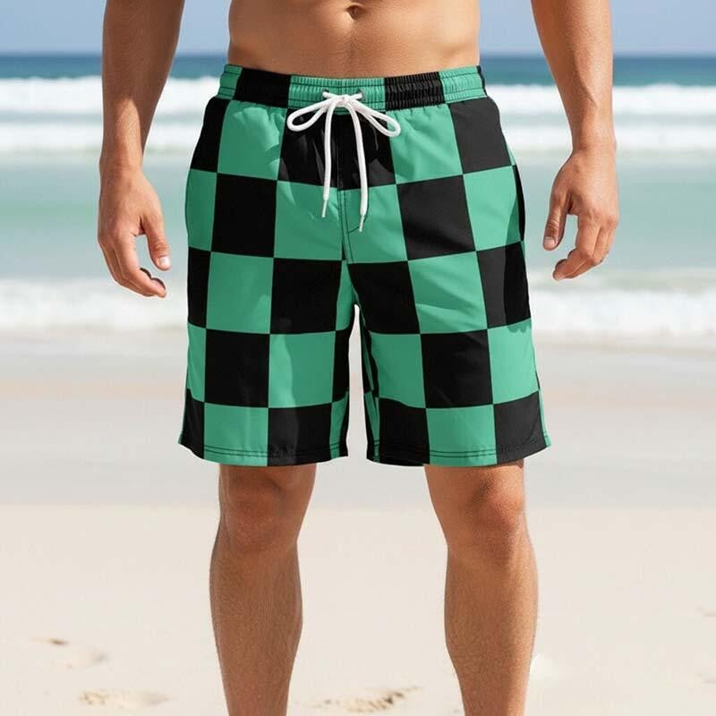 Anime Kamado Tanjirou Cosplay Shorts Tomioka Giyuu Kamado Nezuko 3D Print Beach Shorts Elastic Waist Outfits for Men