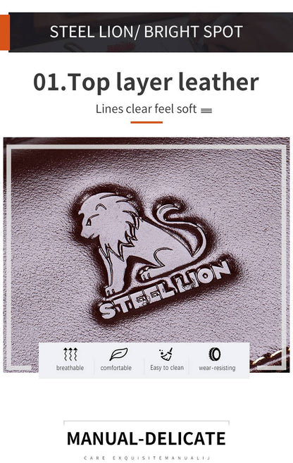 STEEL LION top layer cowhide men's single shoulder diagonal cross bag casual sports horizontal mobile phone bag genuine leather