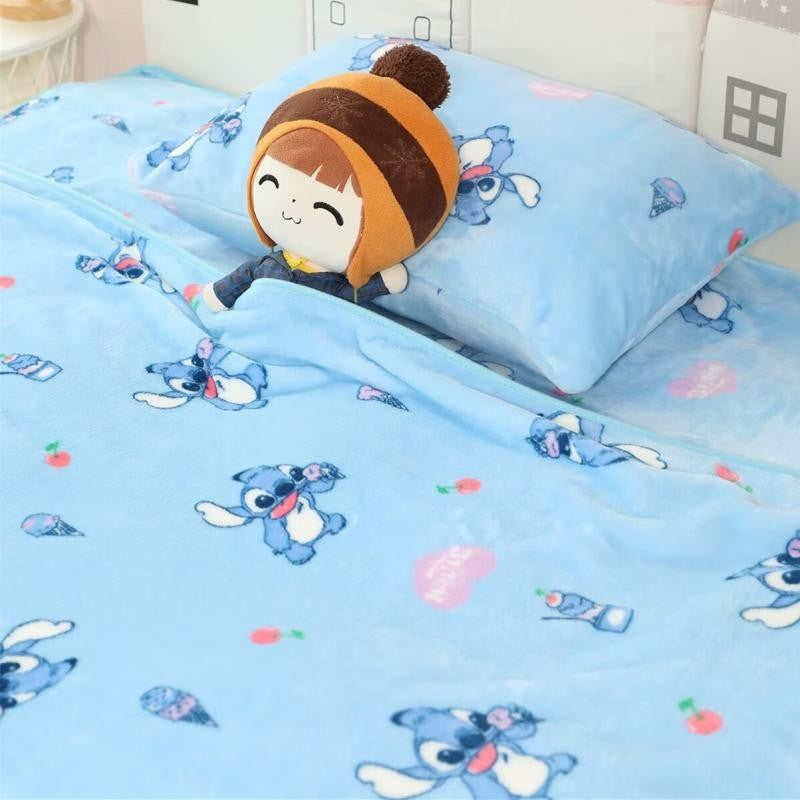 Disney Stitch Blanket Warm Flannel Blanket Pillowcase Office Nap Blanket Air Conditioning Blanket Student Blanket Bed Sheet