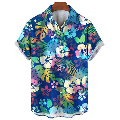 Men's Shirt Summer New Hawaiian Shirt Casual Shirt Beach Shirt Short Sleeve Flower Plant Lapel Hawaiian Holiday Clothing Apparel
