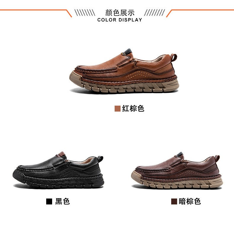 Men Handmade Genuine Leather Loafers Casual Comfortable High Quality Retro Business Shoes Spring and Autumn Men's Dress Shoes
