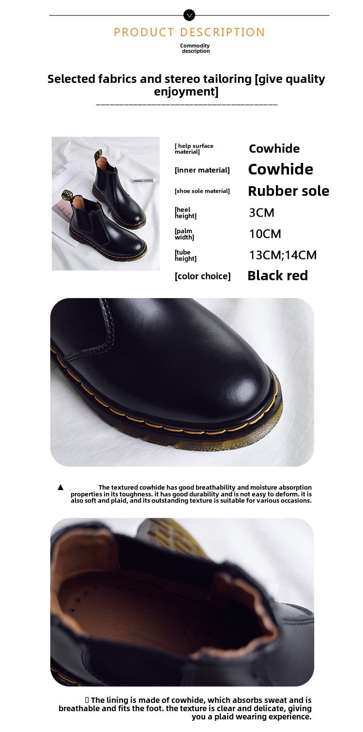 New Unisex Autumn Breathable Leather Ankle Boots Smooth Leather Platform Chelsea Boot for Women Men Platform Boots