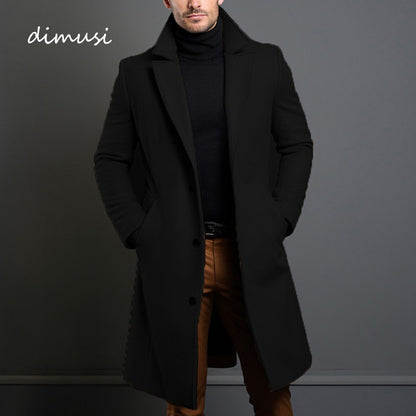 Winter Men's Trench Coats Luxury Male Mid-Long Warm Wool Jackets Casual Mens Business Comfortable Overcoat Clothing