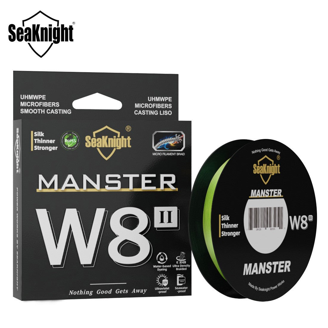 Linha de Pesca SeaKnight W8 II 300M PE, 8 Fios, Multifilamento Trançado, Revestimento Atualizado de Resina de Silicone, Pesca em Água Salgada