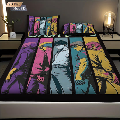 3pcs k-pop Saja Boys Printed coreless Bed Sheet Set Multi Size Soft Bed Cover Bedroom Bedding Decoration Machine Washable