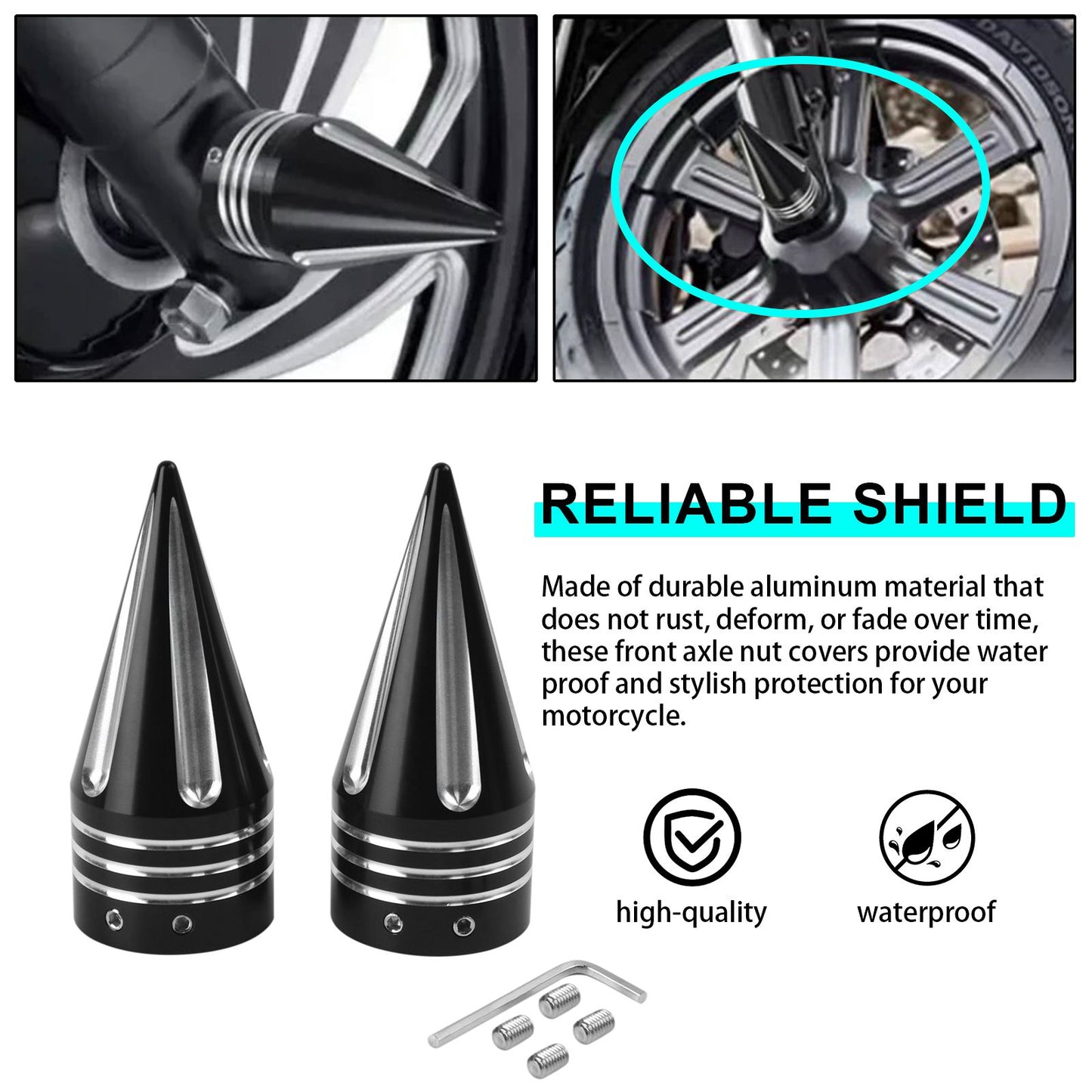 Capas de porca do eixo dianteiro de alumínio CNC preto para motocicleta Harley Touring Road King FLHX Sportster XL 883 1200 Softail Dyna