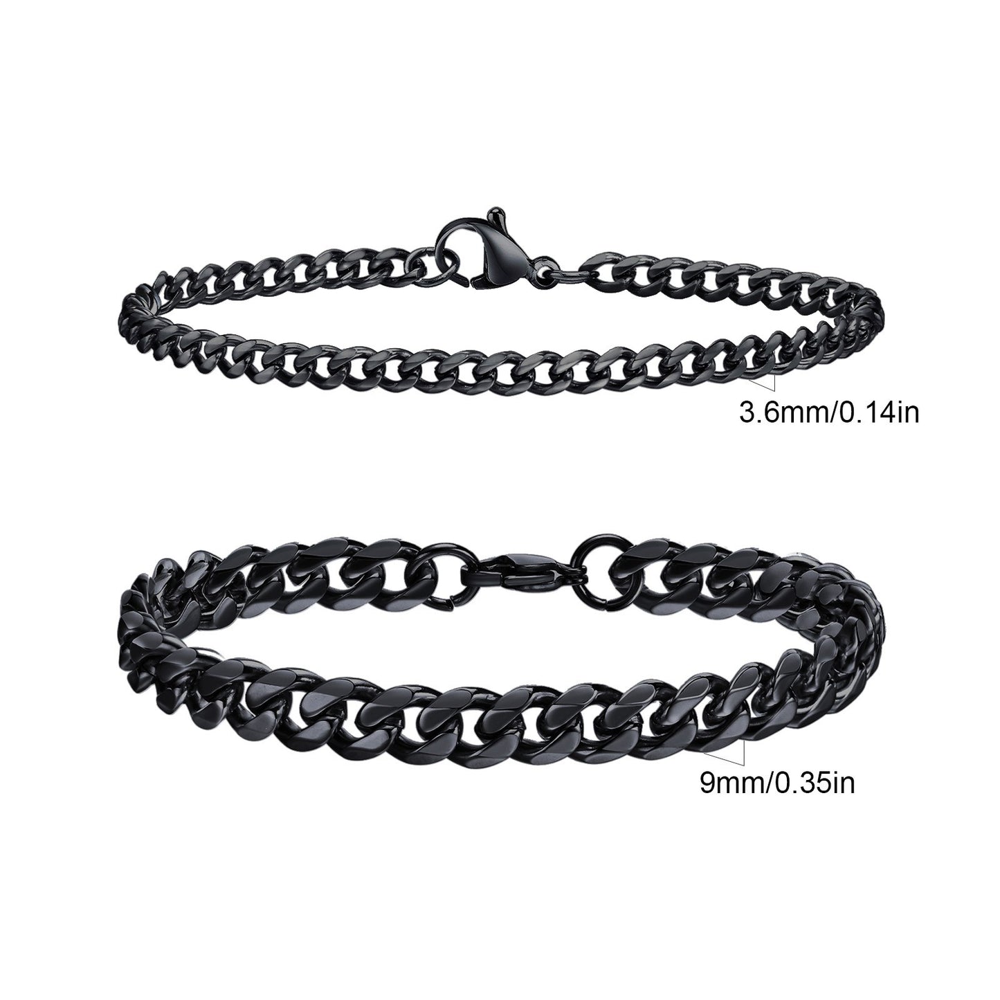 2 Pulseiras Masculinas de Corrente, Aço Inoxidável Prata Ouro Cor Preta, Corrente de Corda Torcida, Pulseira, Correntes Cubanas Modernas de Presente