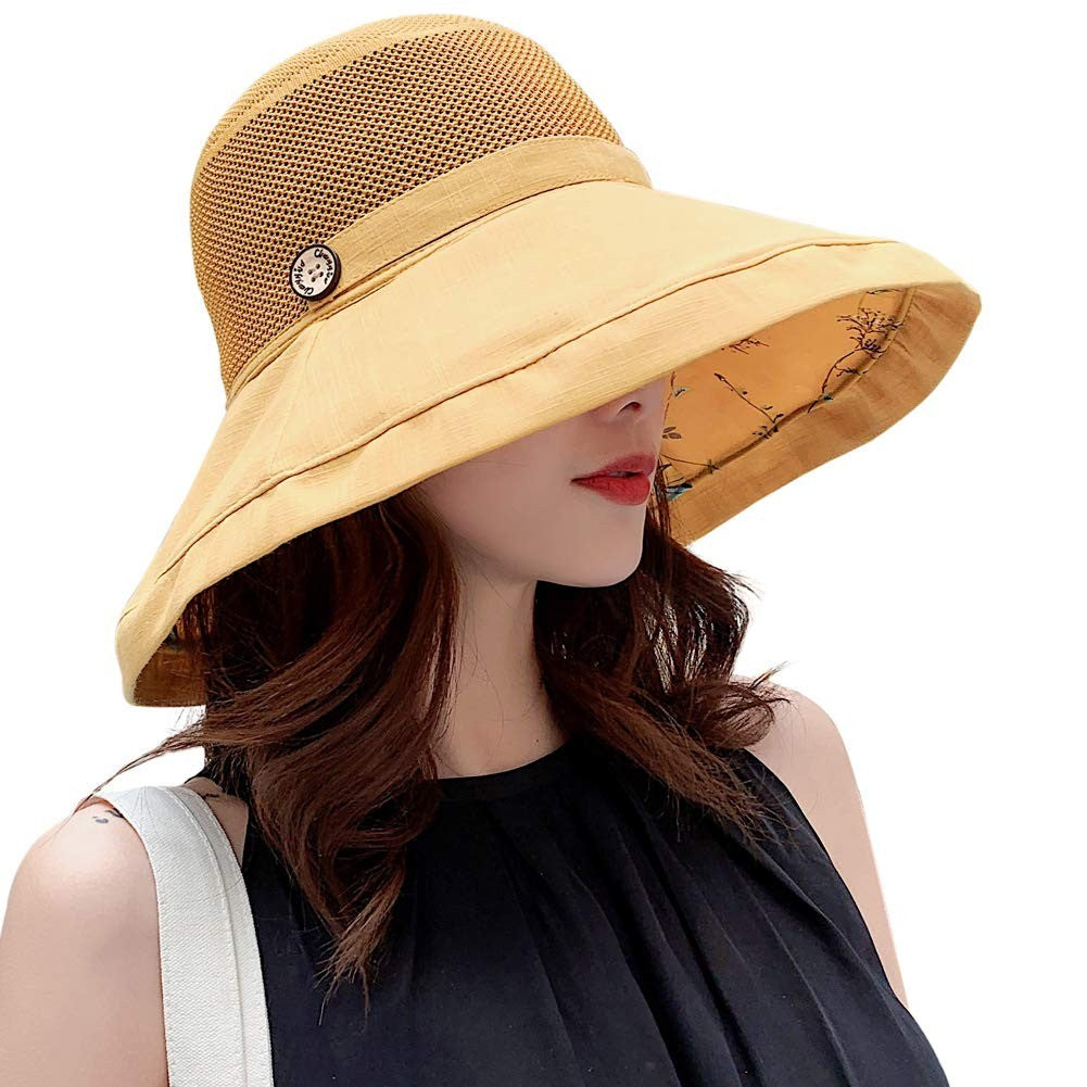 Women Mesh Sun Hats Summer Beach UV UPF Packable Wide Chin Strap, Sun Hats for Men & Women UV Protection, Sun Hat with Neck Flap