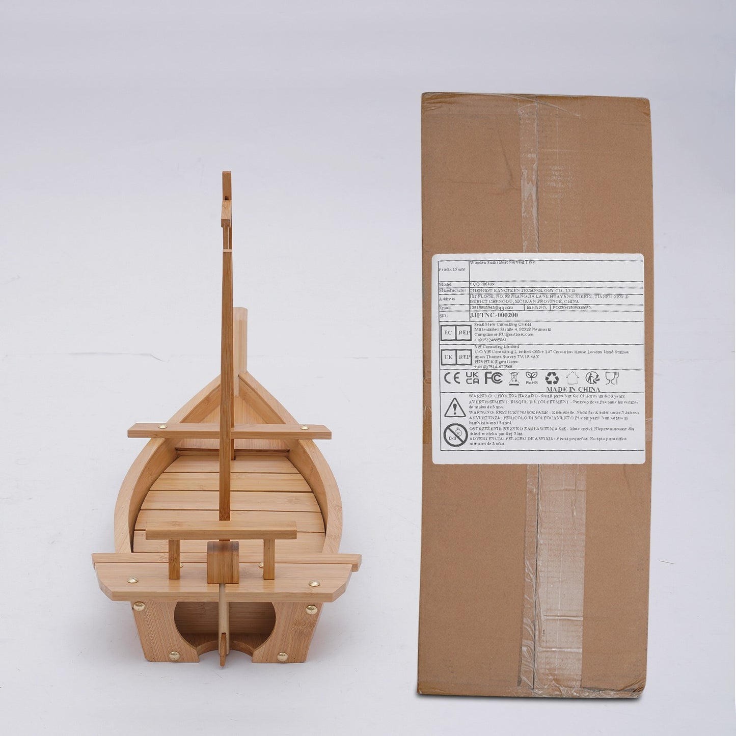 Sushi Boat Serving Tray 28in Large Size Bamboo Boat-Shaped Sushi Serving Tray for Party Buffet Dinner