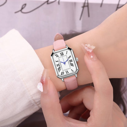 2024 New Foreign Trade Casual Fashion Fresh Art Silver Case Square Strap Roman Women's Quartz Watch in Stock