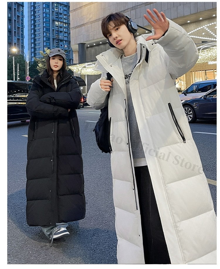 Maxbarley New 90 Goose Down Jacket Men Women Winter Thick Warm Long Knee Over Down Jacket High-quality Lightweight Puffer Coats