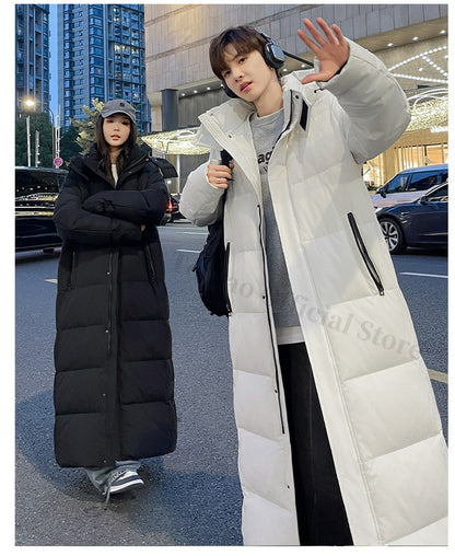 Maxbarley New 90 Goose Down Jacket Men Women Winter Thick Warm Long Knee Over Down Jacket High-quality Lightweight Puffer Coats