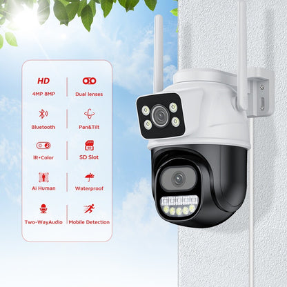 4K 8MP Wifi PTZ Camera Dual Lens Dual Screen Wireless Outdoor IP Camera Auto Tracking Security CCTV P2P Video Surveillance iCSee