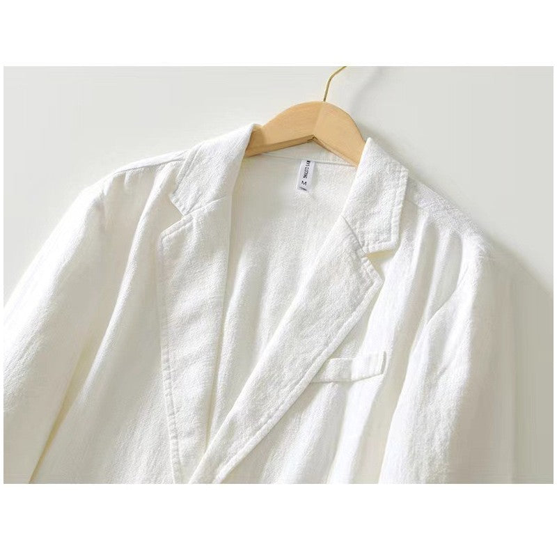 Stylish Retro Linen Blazer for Men Casual Business Formal Wear, Youthful and Loose Suit Jacket -70% Linen, 30% Cotton -8 Colors