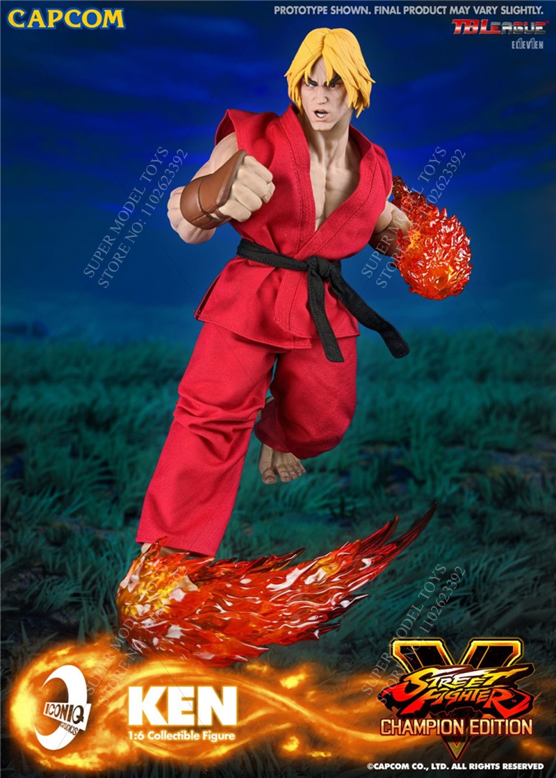 Iconiq Studio x Capcom IQGS-04 1/6 Escala Homem Soldado Ken Masters Lutador Conjunto Completo Boneco de Ação Colecionável de 12 polegadas