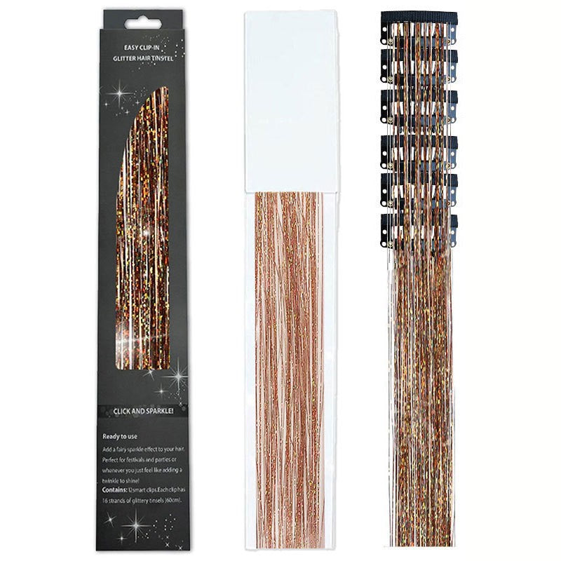 6/12 peças de tic-tac de cabelo sintético, peça única, extensões de cabelo com brilho feminino, kit de enfeites de cabelo, peruca brilhante resistente ao calor