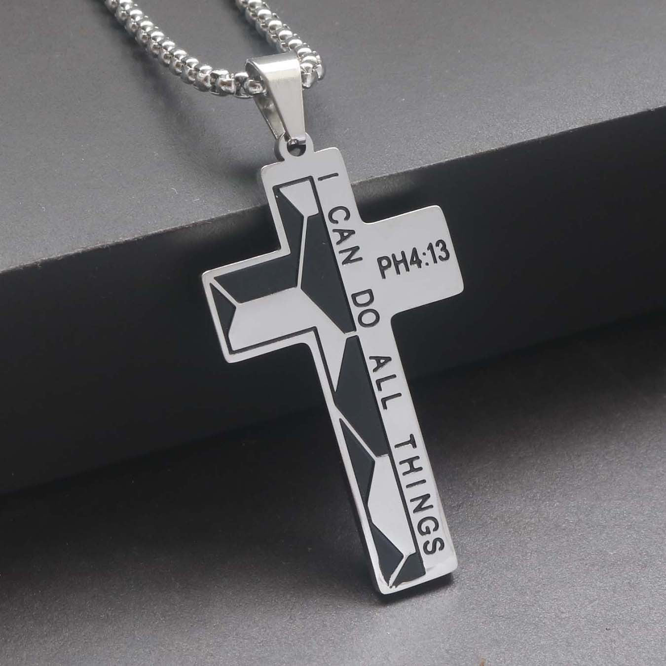 Colar Masculino Minimalista Aço Inoxidável Cruz de Jesus para Homem