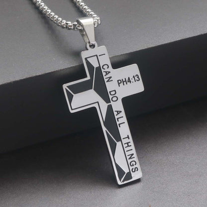 Colar Masculino Minimalista Aço Inoxidável Cruz de Jesus para Homem