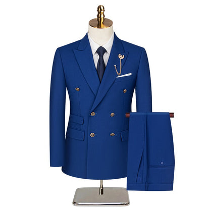 2025 Suit (Blazer+ Trousers) Men's Fashionable Gentleman Business Double-breasted British-style Banquet Host Casual Wedding Suit