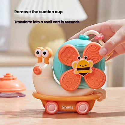 Brinquedo Giratório Caracol Destacável | Moinho de Vento com Ventosa e Brinquedo Sensorial para Carro – Jogo de Viagem Criativo para Habilidades Motoras Finas do Bebê de 0 a 12 Meses